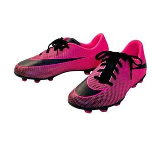 Nike Bravata II 844442-600 Pink‎ Leather Soccer Cleats Sneaker Shoes 4.5 Kids